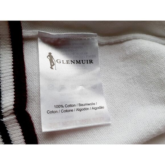 Glenmuir 3/4 Zip White Navy Contrast Tipping Cotton Knit Golf Unisex Sweater NWT - Picture 9 of 10